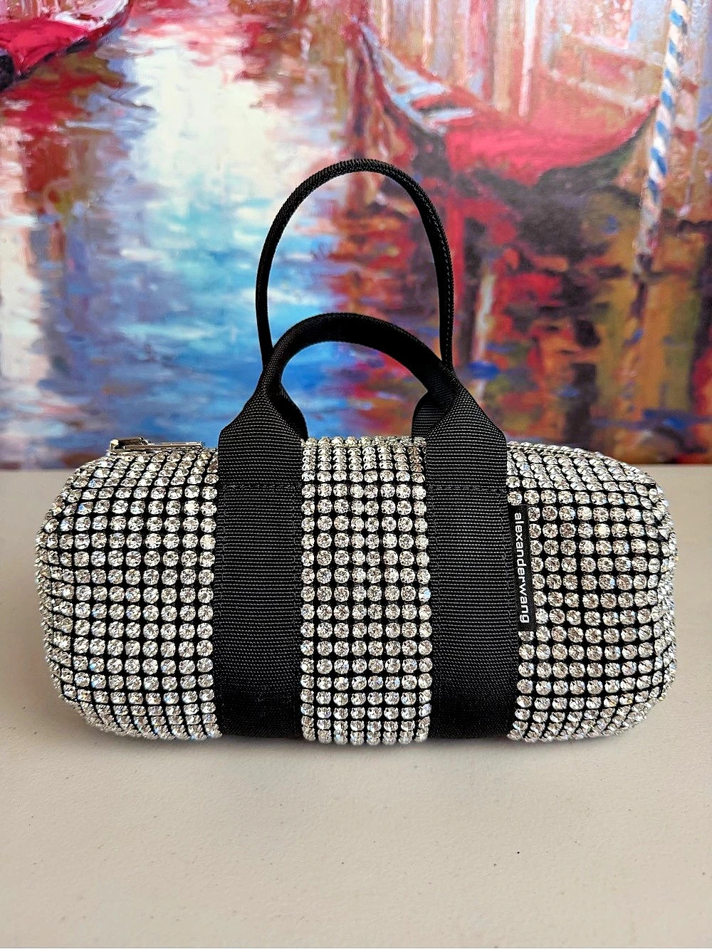 Alexander Wang Wangsport Crystal-Embellished Mini Duffle Bag Black & Silver